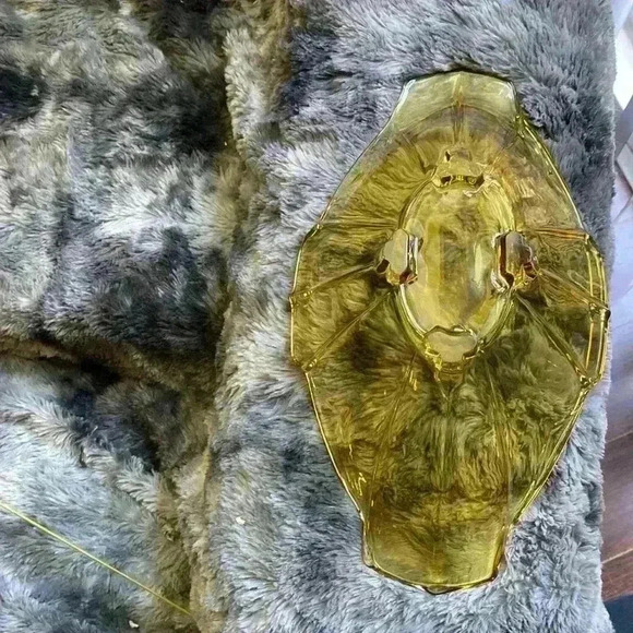 Vintage Art Deco  Amber Pressed Glass Oval Footed Bowl - Picture 12 of 16